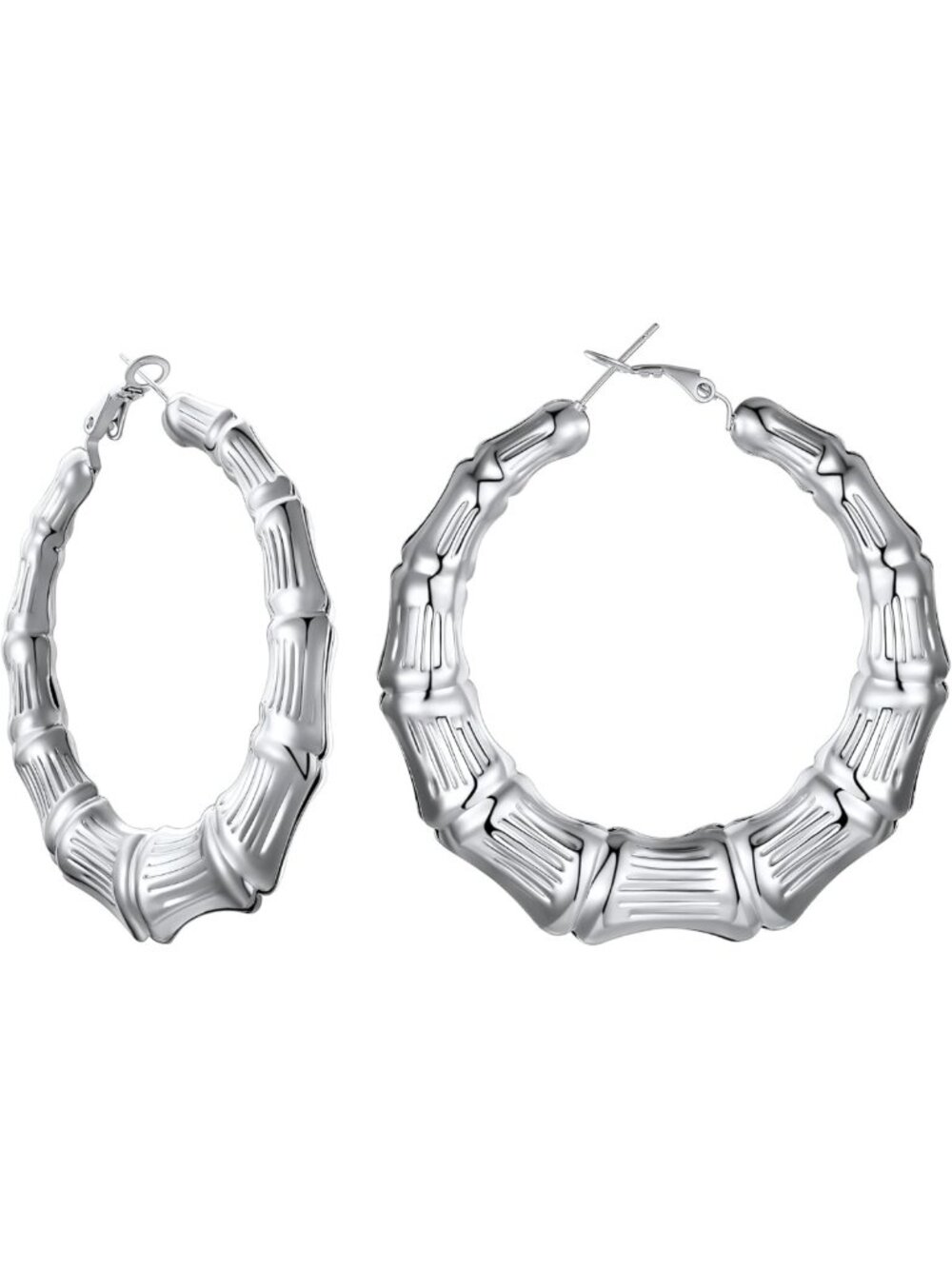 Extra Large Personalized Bamboo Hoop Earrings - 18K Gold Plated, Custom Name
